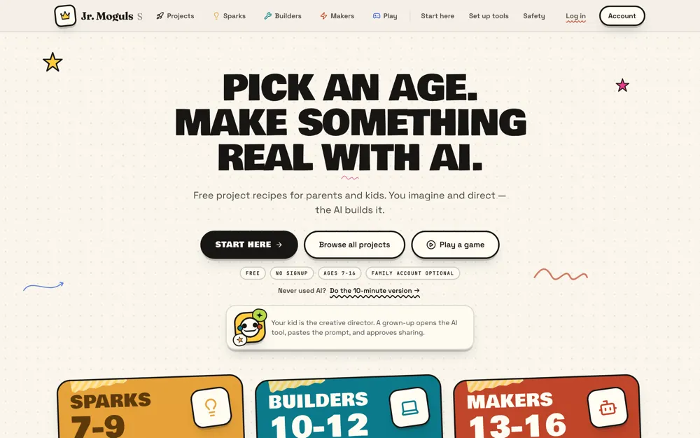 Jr. Moguls Studio: Free AI projects for kids