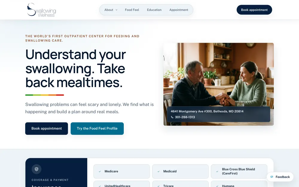 Swallowing Wellness: Full site and patient quiz, built end to end